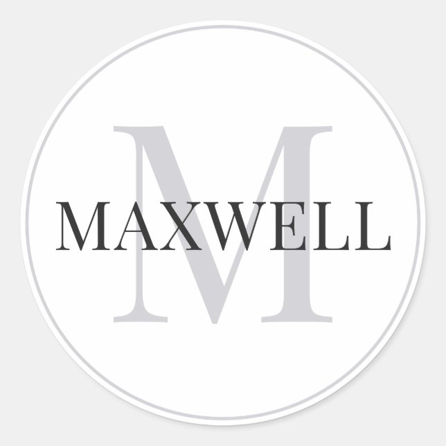 Adesivo Monograma Personalizado de Cinzas Negra Minimalist (Frente)