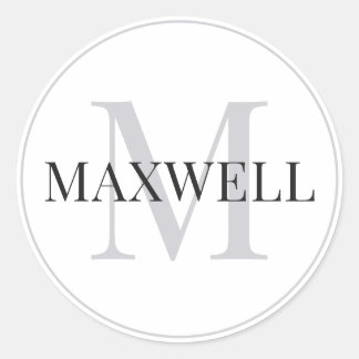 Adesivo Monograma Personalizado de Cinzas Negra Minimalist