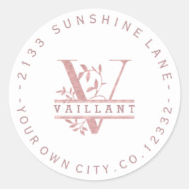 Adesivo Monograma personalizado de divisão rosa Dourada T 