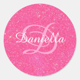 Adesivo Monograma Personalizado de Falhas Rosa Quente