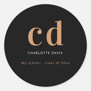 Adesivo Monograma personalizado de ouro preto Nome minimal