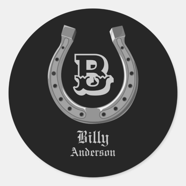 Adesivo Monograma Personalizado de Sapato de Cavalo de Cow (Frente)