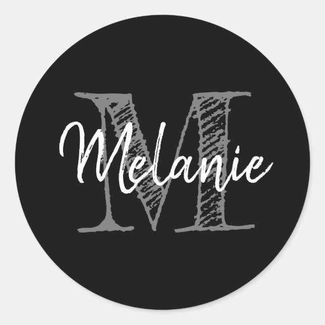 Adesivo Monograma personalizado de tipografia legendária (Frente)