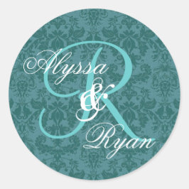 Adesivo Monograma Personalizado do Casamento tema damasco 