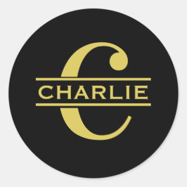 Adesivo Monograma Personalizado E Nome Preto E Dourado