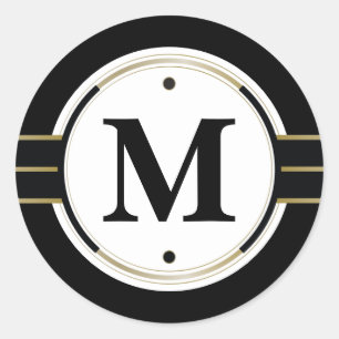 Adesivo Monograma Personalizado Elegante Preto e Dourado D