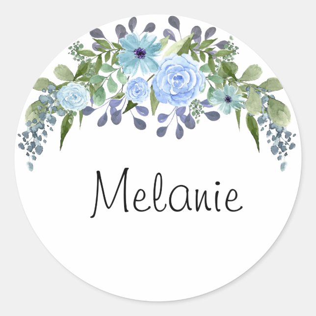 Adesivo Monograma personalizado: flor de aquarela (Frente)