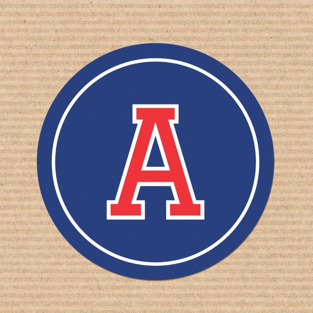 Adesivo Monograma Personalizado Marinho de Tipografia Retr (Criador carregado)