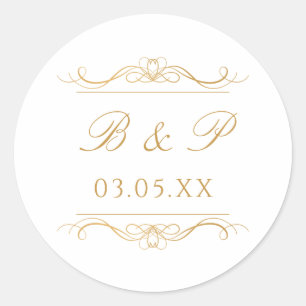 Adesivo Monograma Personalizado Moderno Elegante Bodas em 