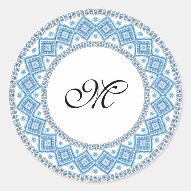 Adesivo Monograma Personalizado Padrão inicial entre ponto (Frente)