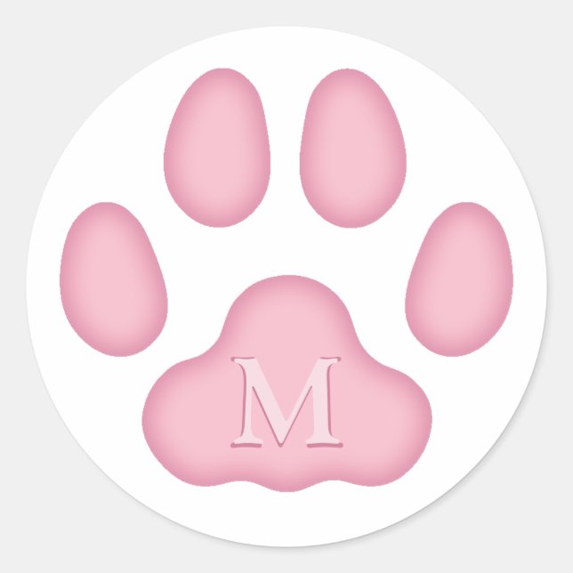 Adesivo Monograma Personalizado Pet Pet Pet Pink Paw (Frente)