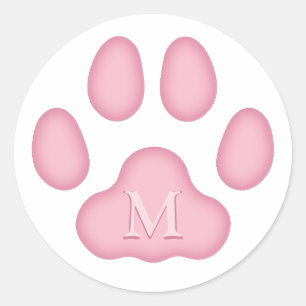 Adesivo Monograma Personalizado Pet Pet Pet Pink Paw