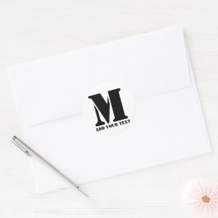 Adesivo Monograma Personalizado Preto Texto Moderno Person