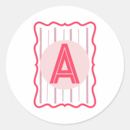 Adesivo Monograma Personalizado Rosa com Borda Ondulada