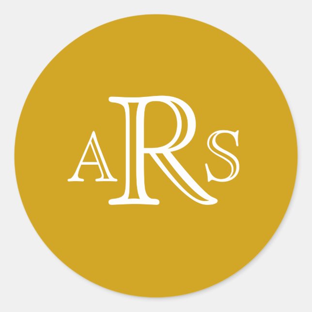 Adesivo Monograma Personalizado Três Letra Dourada Selo de (Frente)