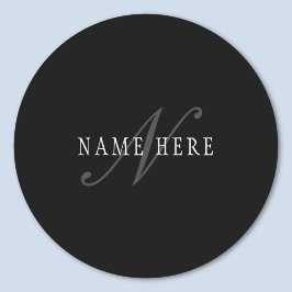 Adesivo Monograma Personalizável Elegante | Preto Cinza Br