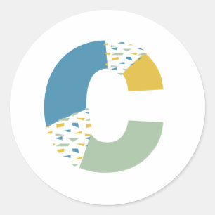 Adesivo Monograma Pessoalizado de Letra C Abstrata Moderna