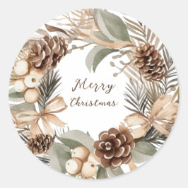 Adesivo Monograma Pinecone Winter Wreath Feliz Natal