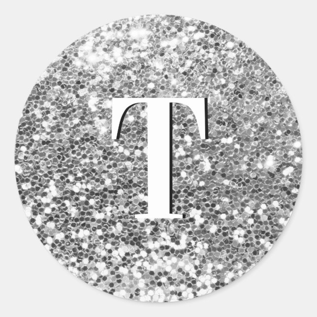 Adesivo Monograma Prateado Glitter Grosso (Frente)