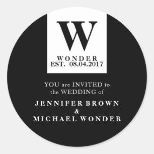 Adesivo Monograma Preto de Casamento Moderno