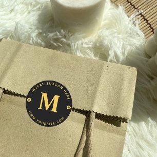 Adesivo Monograma Preto Dourado Personalizado para Negócio