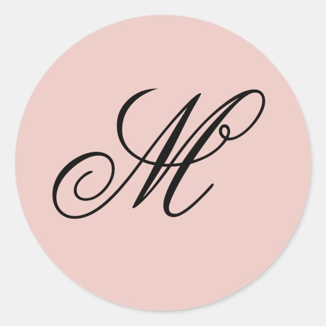 Adesivo Monograma Preto e Blush de Caligrafia com Letra Re (Frente)