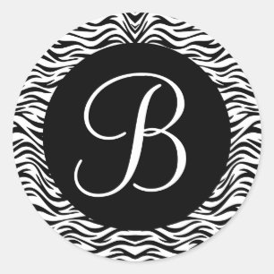 Adesivo Monograma preto e branco da zebra que Wedding V02