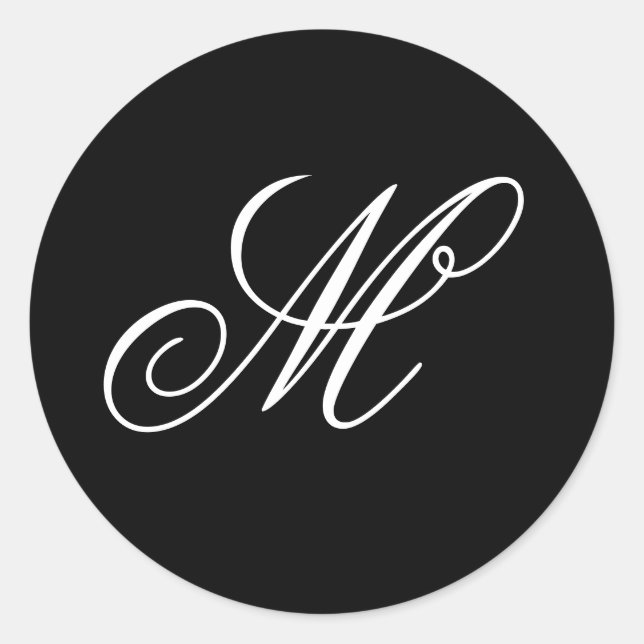 Adesivo Monograma Preto e Branco de Caligrafia de Letra Ch (Frente)