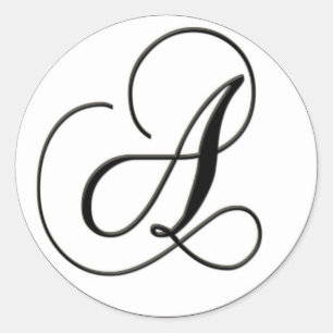 Adesivo Monograma preto e branco elegante - A