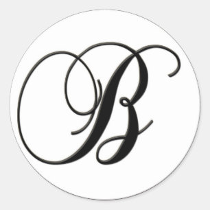 Adesivo Monograma preto e branco elegante - B -