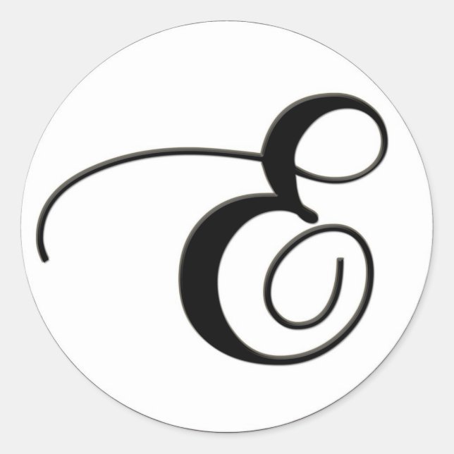 Adesivo Monograma preto e branco Elegante E (Frente)