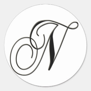 Adesivo Monograma preto e branco elegante N