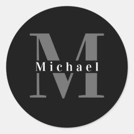 Adesivo Monograma preto e branco mínimo moderno simples