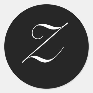 Adesivo Monograma preto e branco Selo inicial "Z"