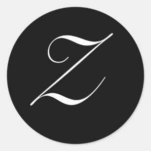 Adesivo Monograma preto e branco Selo inicial "Z"