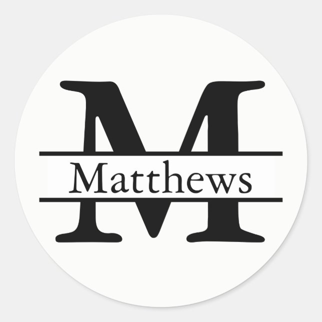 Adesivo Monograma preto e branco - Vinheta circular (Frente)