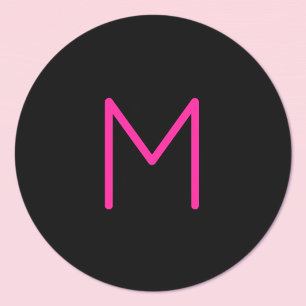 Adesivo Monograma Preto e Rosa Moderno Editável