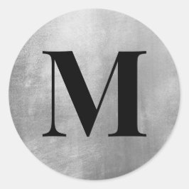 Adesivo Monograma Preto em Folha de Prata Falsa