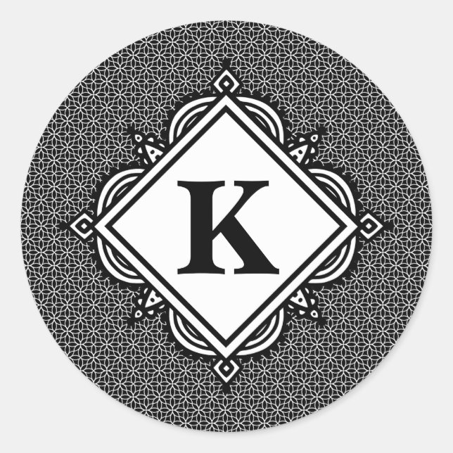 Adesivo Monograma Preto Mandala (Frente)