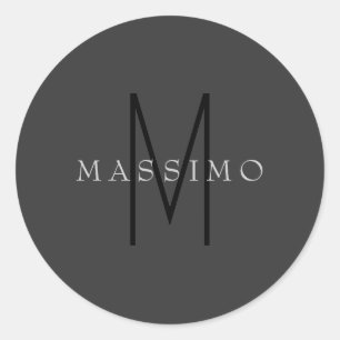 Adesivo Monograma Preto Profissional Cinza Seu Nome
