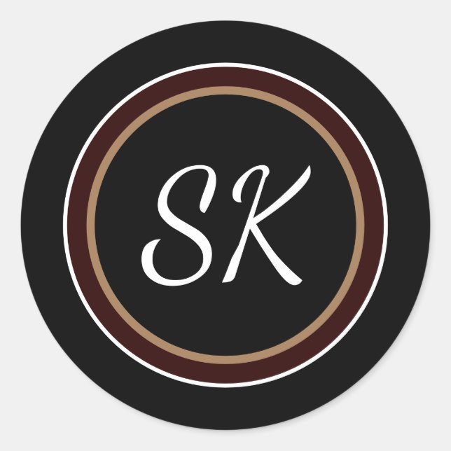 Adesivo Monograma Profissional Misturado Preto Elegante (Frente)