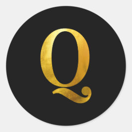 Adesivo Monograma Q em Folha de Ouro Amarelo em Preto
