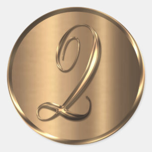 Adesivo Monograma Q Selo de Envelope de Bronze Não METÁLIC