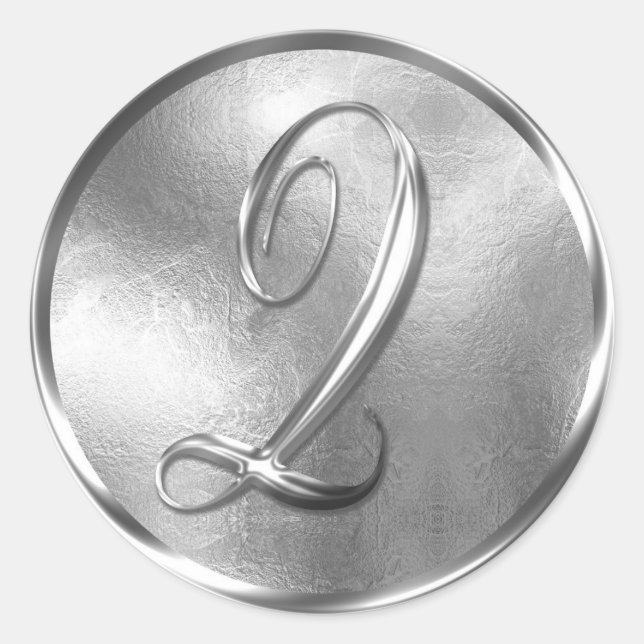 Adesivo Monograma Q Selo de Envelope Silver Não METÁLICO (Frente)