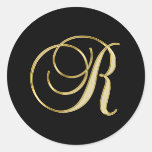 Adesivo Monograma R dourado script