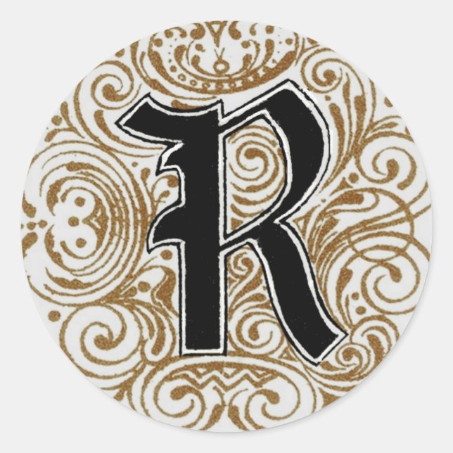 Adesivo Monograma "R" no Dourado - Sticker (Frente)