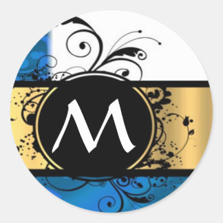 Adesivo Monograma real azul e dourado