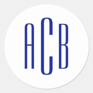 Adesivo Monograma Real Simples de Três Letras em Azul