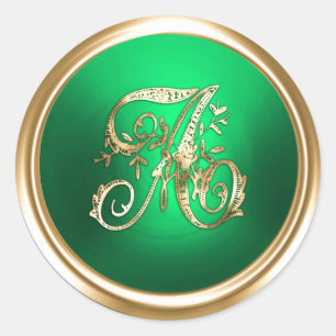 Adesivo Monograma Rebuscado Dourado e Verde com Todas as L