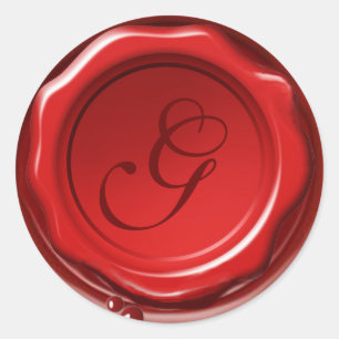 Adesivo Monograma redondo do SELO VERMELHO da CERA